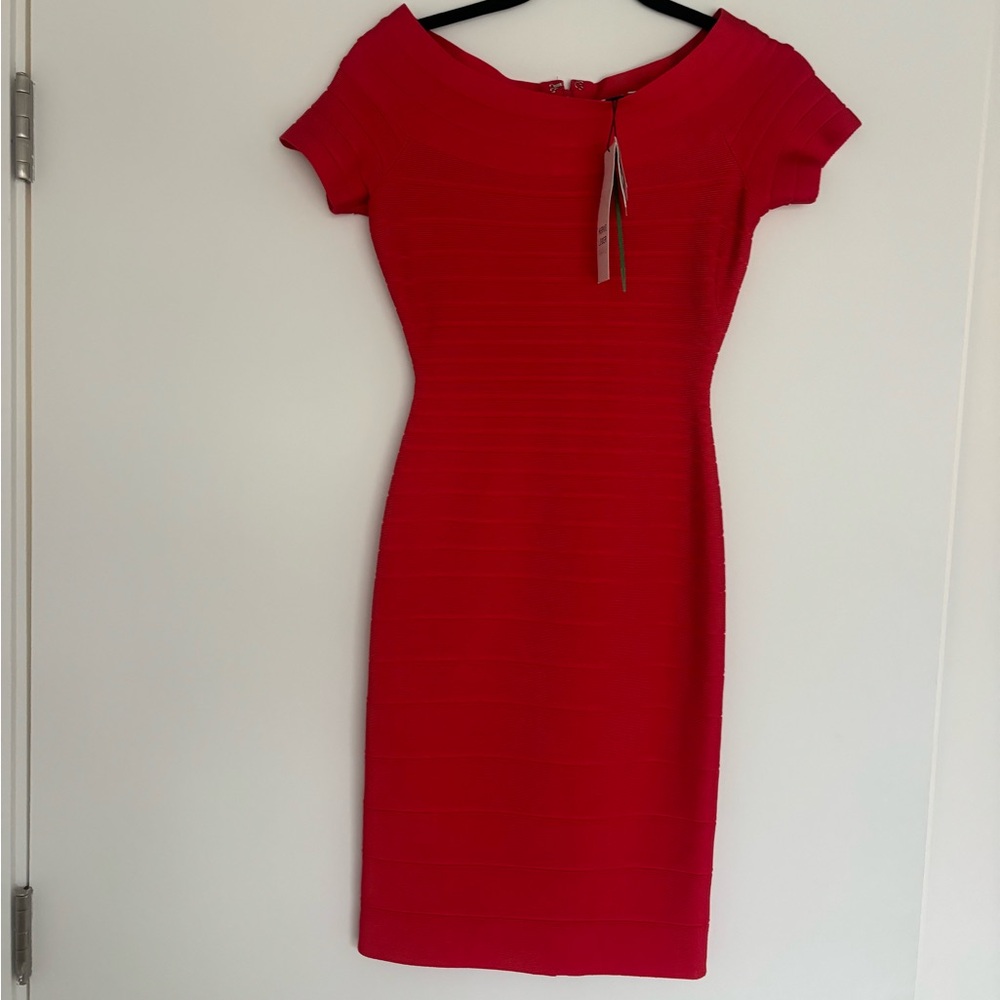 Herve Leger Vibrant Red Midi Dress